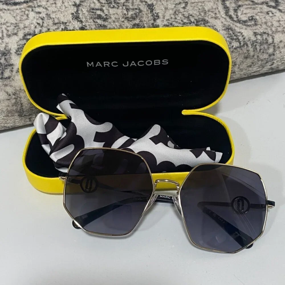 NEW Marc Jacobs Gold Frame Oversized Sunglasses Gradient Lens